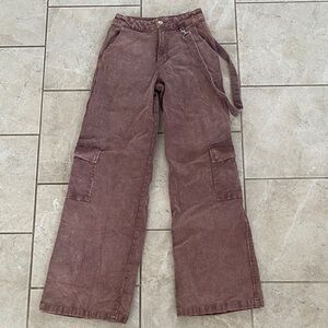 Forever 21 Mauve Corduroy Wide Leg Cargos XS